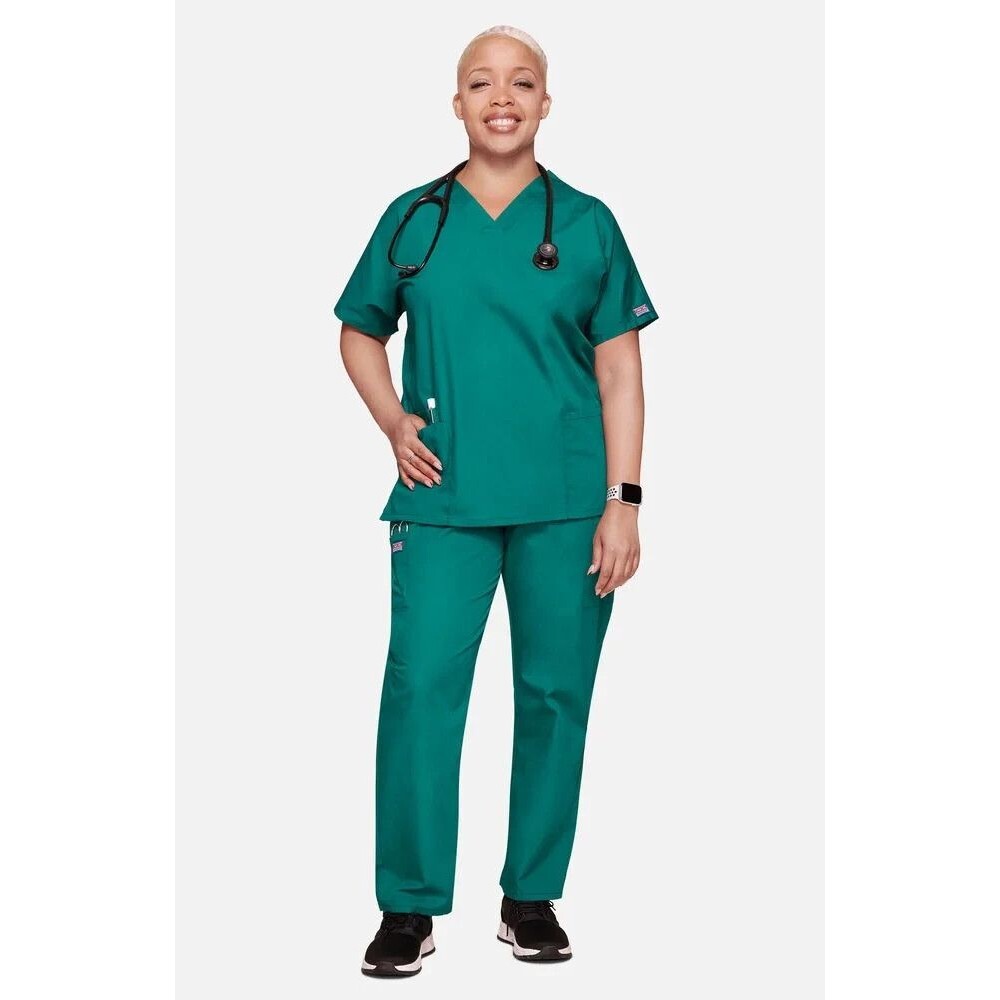 Cherokee Workwear Green Women Plus Size VNeck Scrub 5XL Multi Pocket Set Medical